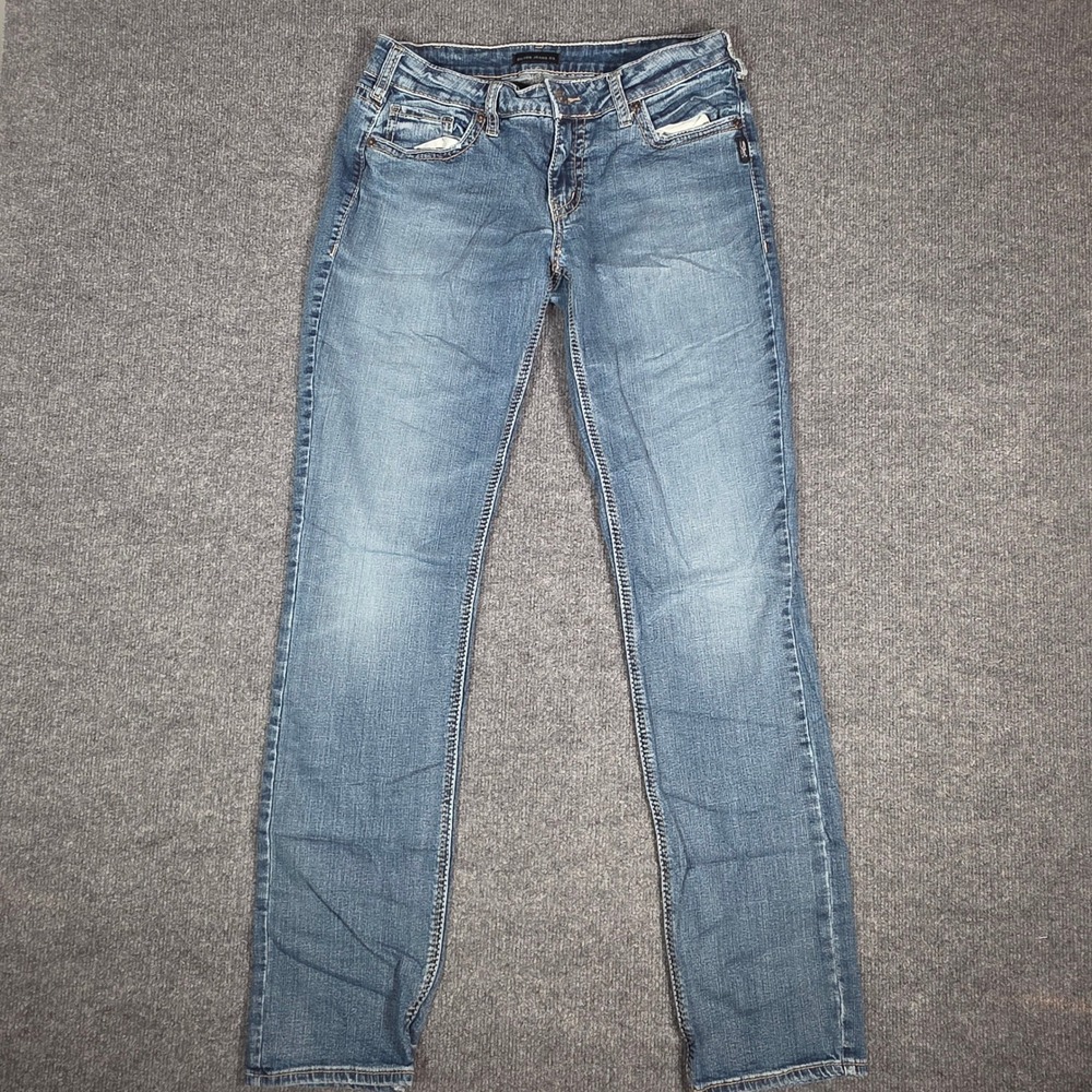Silver Jeans Co Suki Straight Mid Rise Jeans W31 L34 Blue Denim L93413SJL363